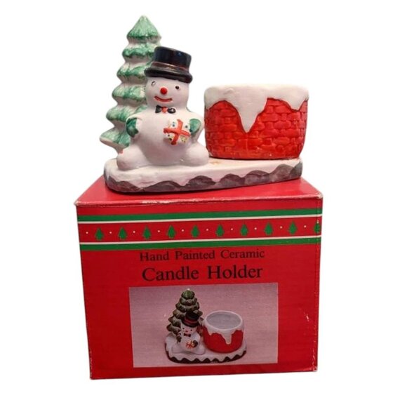 Ceramic Christmas Snowman & Tree Planter - Festive Holiday Decor - Picture 6 of 16
